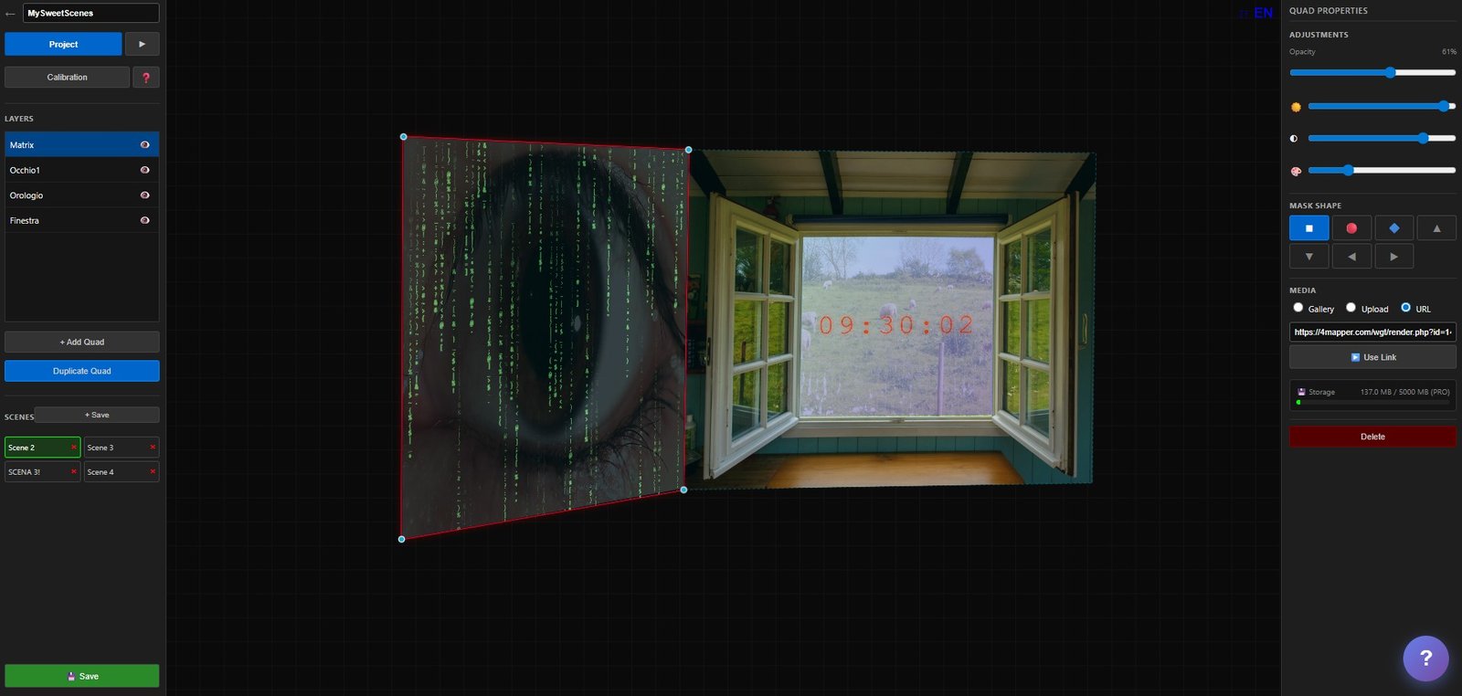 Professional projection mapping interface