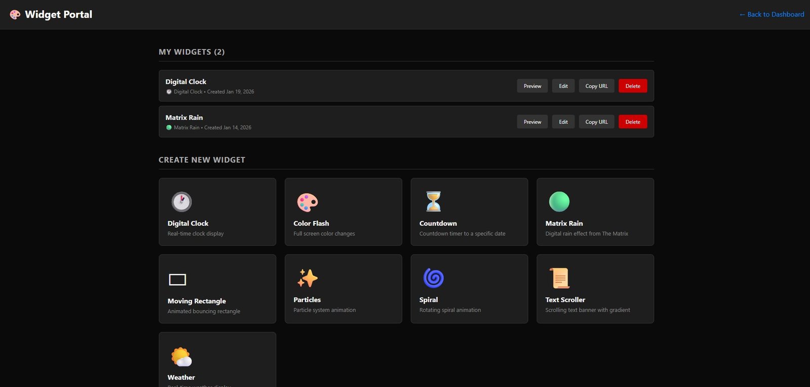 Live widgets for real-time data projection mapping