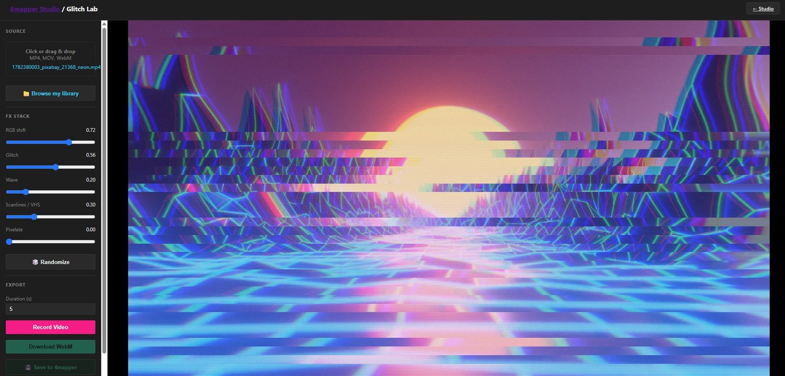 Glitch Lab — real-time video FX